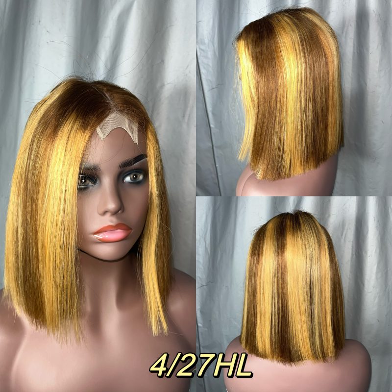 2x6 Colored Straight BOB Lace Closure Wig Double Drawn Virgin Human Hair Wig - 图片 9